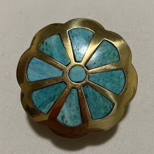 Brass Pillbox With Camel Bone Inlays